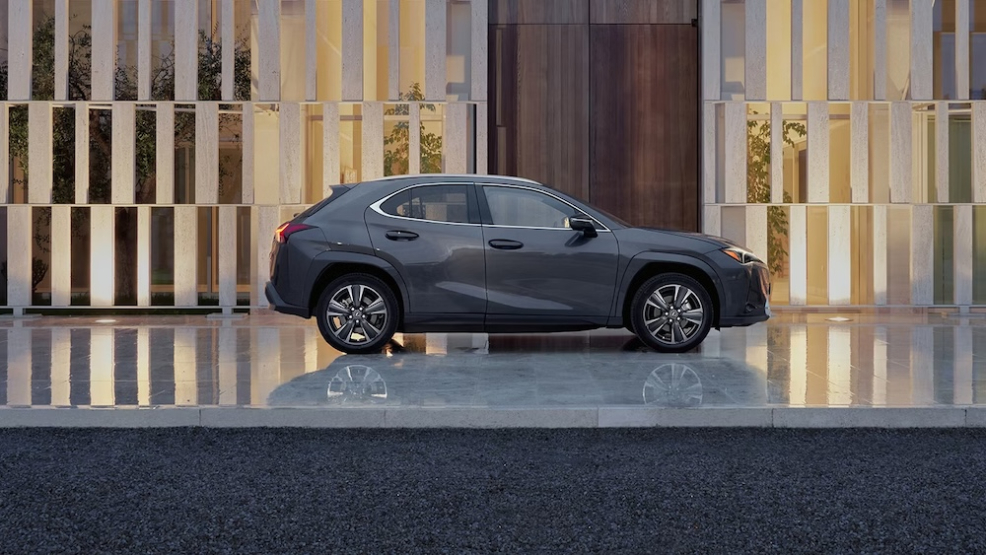A side view of gray 2026 Lexus UX hybrid