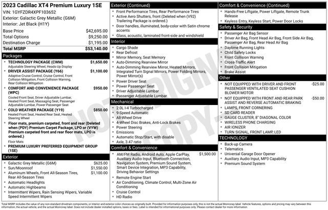 2023 Cadillac XT4 Premium Luxury