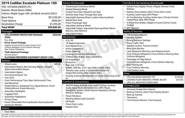 2019 Cadillac Escalade Platinum Edition