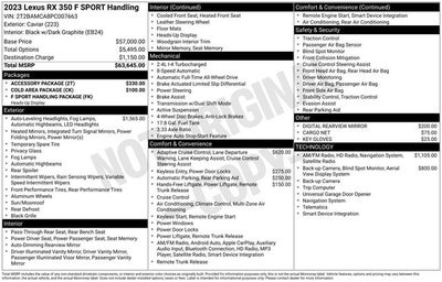 2023 Lexus RX F SPORT HANDLING AWD