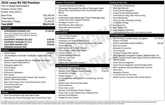 2024 Lexus RX PREMIUM