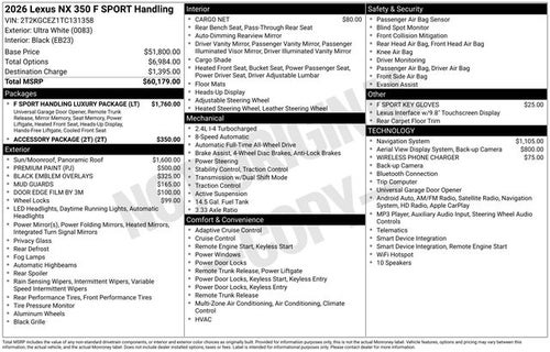 2026 Lexus NX F SPORT HANDLING AWD