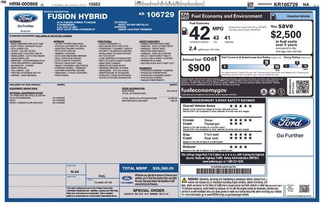 2019 Ford Fusion Hybrid Titanium