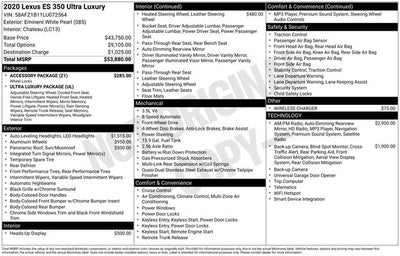 2020 Lexus ES 350 Ultra Luxury
