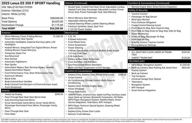 2025 Lexus ES 350 F Sport