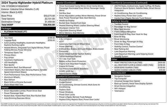 2024 Toyota Highlander Hybrid Platinum