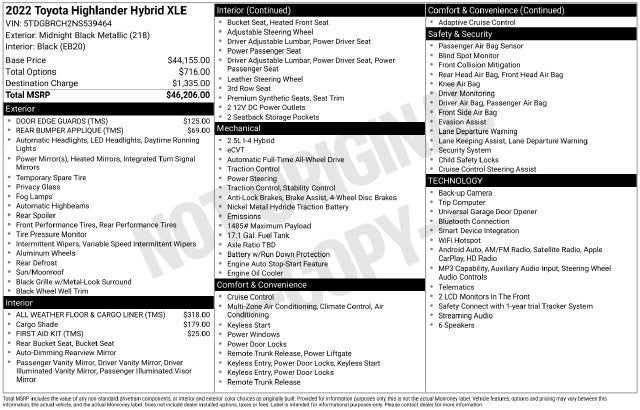 2022 Toyota Highlander Hybrid XLE