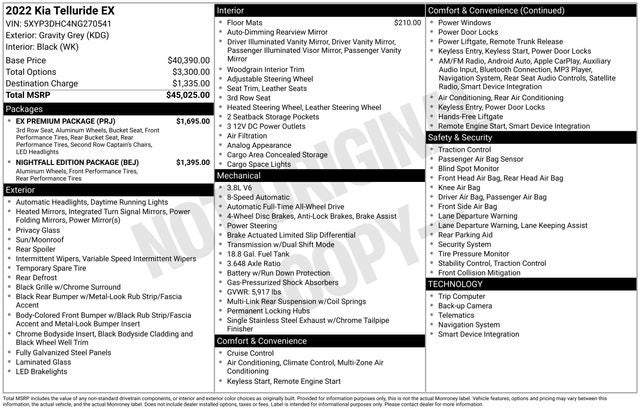 2022 Kia Telluride EX