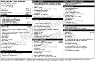 2026 Lexus RX PREMIUM AWD